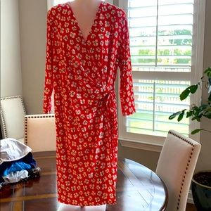 Anne Klein red black and white dress